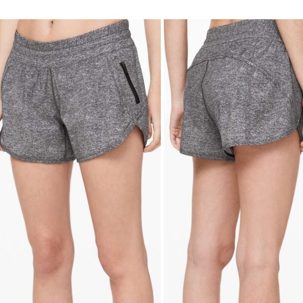Lululemon Tracker Short V *4" Heather Lux Multi Black Womens Size 6 Running Gym